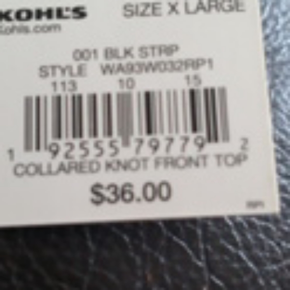 Black stripe Apt.9 blouse size XL - Picture 5 of 5